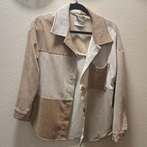 Patchwork Corduroy Blazer in Cream and Tan